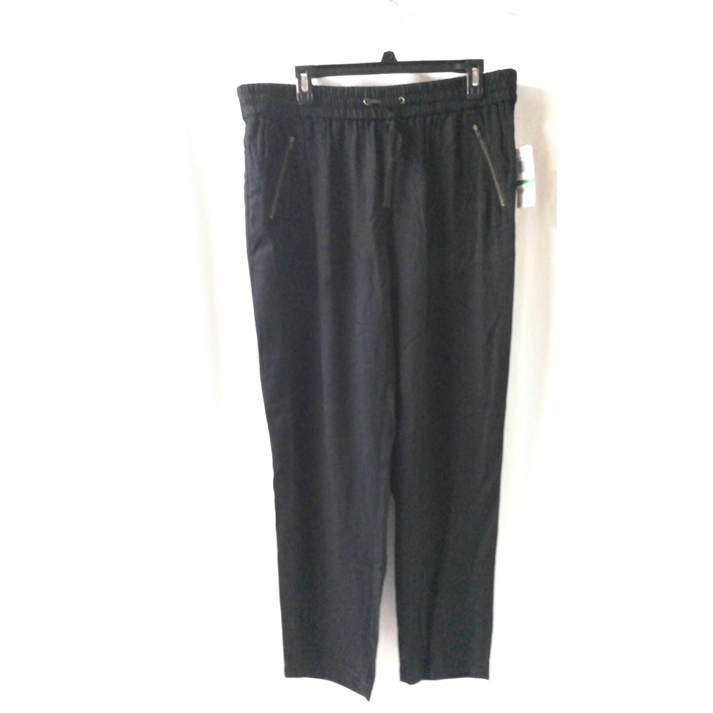 Charter Club Womens Black Linen‎ Blend Elastic Waist Zipper Pocket Pant